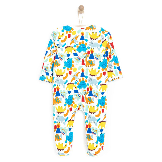 HelloBaby Newborn Baby Boy Footed Jumpsuit - Ecru