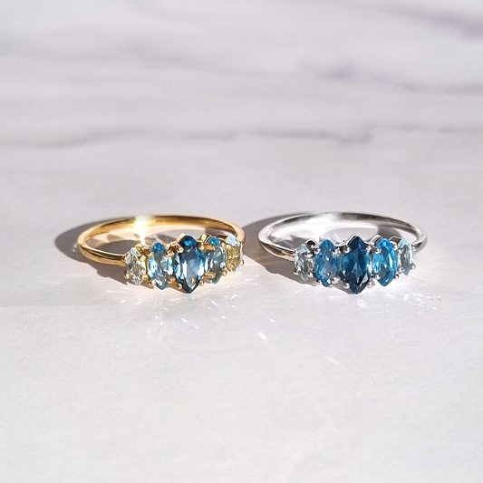 Ombre Blue Topaz Ring in 18k Gold Vermeil