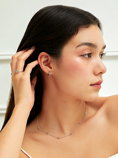 Rainbow Gemstone Huggie Hoop Earrings in Sterling Silver