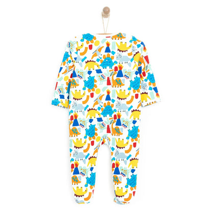 HelloBaby Newborn Baby Boy Footed Jumpsuit - Ecru