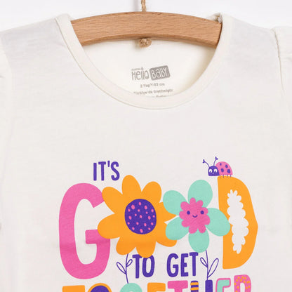 HelloBaby Basic Girl Text Patterned T-shirt - Ecru