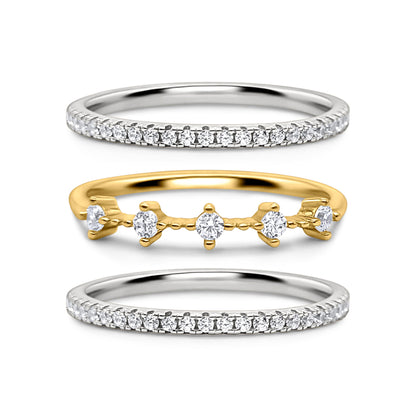 Celeste Stacking Ring Set (Silver & Gold)