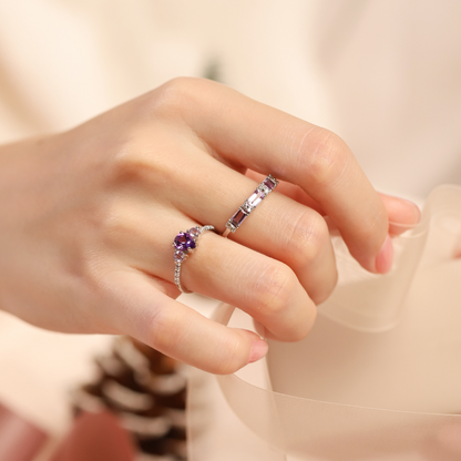 Lavender Amethyst Emerald Cut Eternity Ring in Sterling Silver