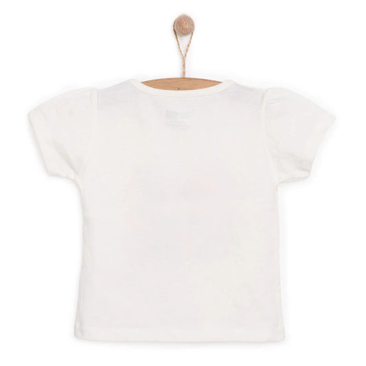 HelloBaby Basic Girl Text Patterned T-shirt - Ecru